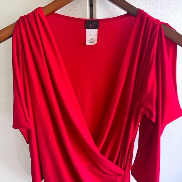 Stretch Sexy Plunge-neckline Red Dress - Picture 3 of 9